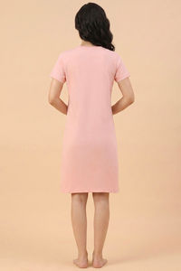 Zivame Farm Lore Knit Cotton Knee Length Nightdress - Pale Rosette — thumbnail 4
